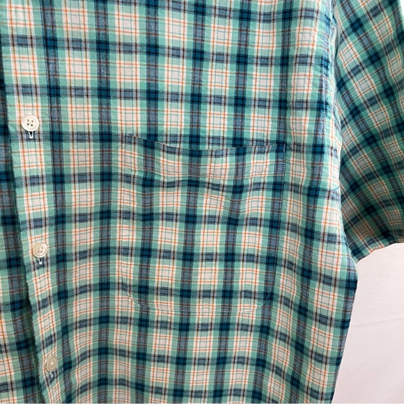 Structure Short Sleeve Button Up Green Plaid Shirt Size Medium - Picture 4 of 6